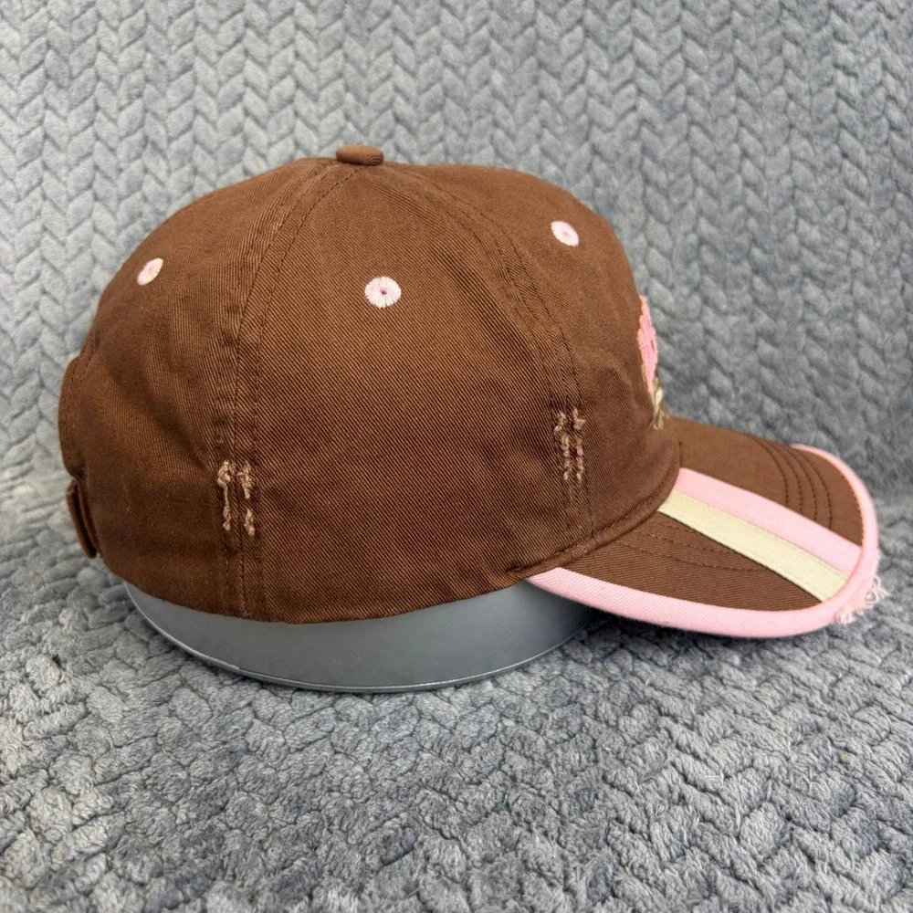 Bass Pro Shops Brown Pink Distressed Embroidered Logo Adjustable Hat Cap